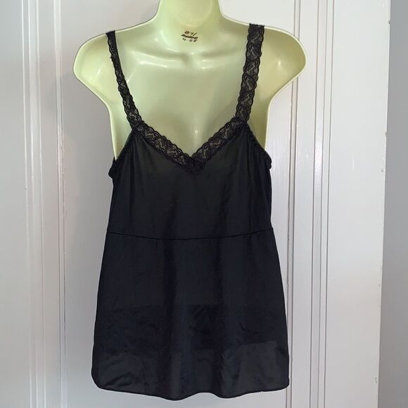 Cabernet black nylon camisole with lace - Picture 4 of 6